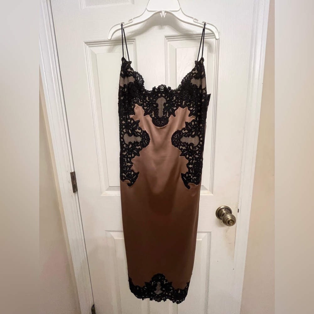 Adrianna Papell Dress with Black Lace Trim